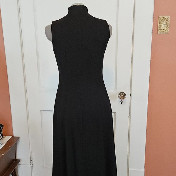 Vintage Claude Rene Black Linen Button Maxi Dress S- 4 - Picture 7 of 8